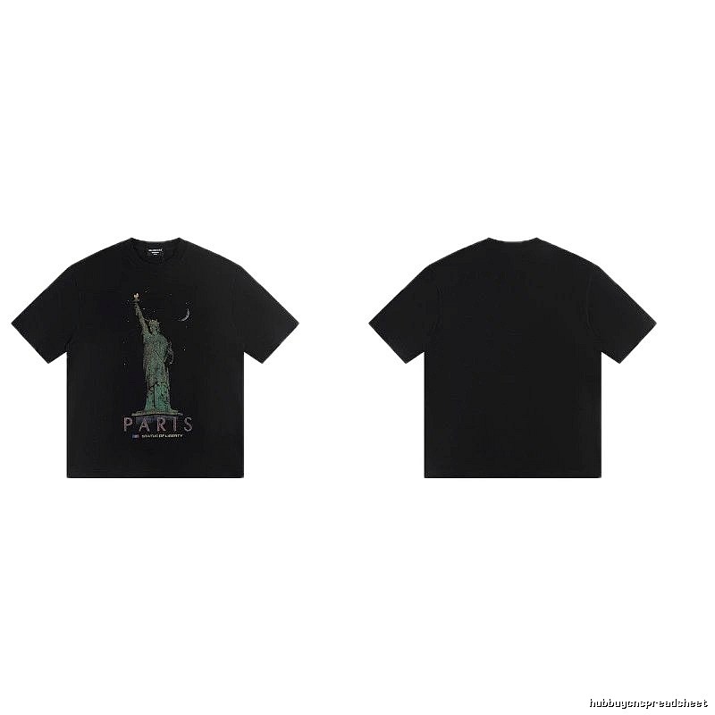 Balenciaga Vintage Style Statue of Liberty Black T-Shirt