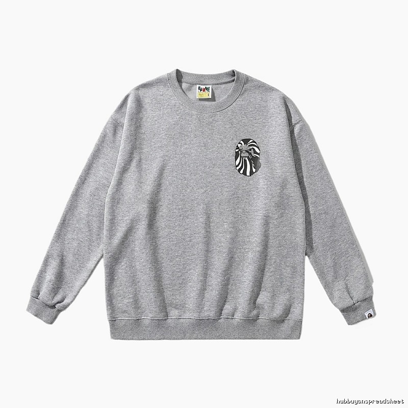 Bape Ape Head Minimalist Style Grey Sweatshirt
