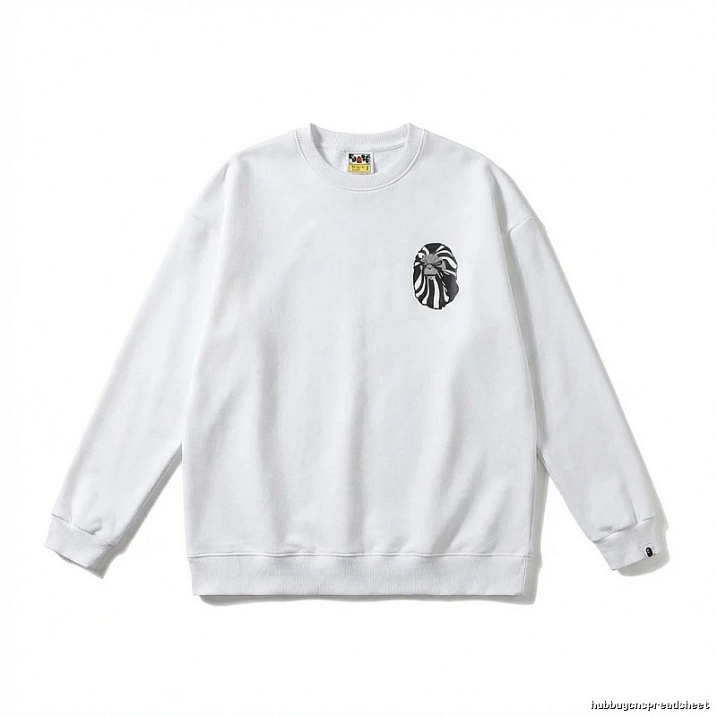 Bape Ape Head Minimalist Style White Sweatshirt