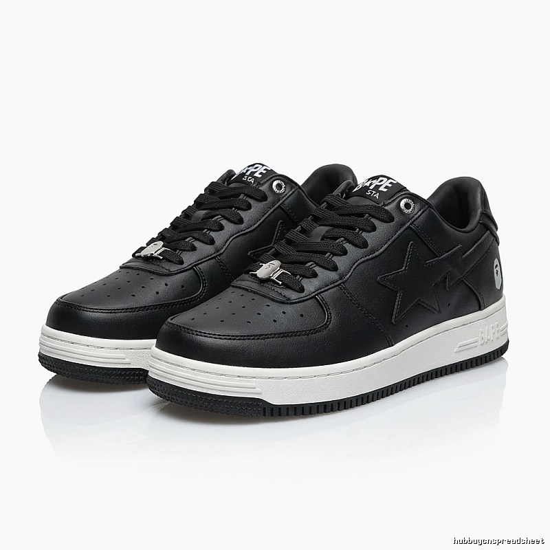 Bape black and white trendy sneakers.