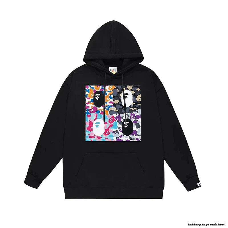 Bape camouflage-style black hoodie