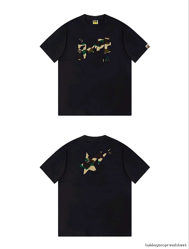 Bape camouflage style black T-shirt