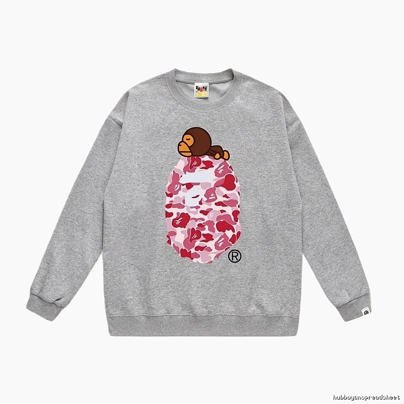 Bape cartoon camouflage style gray sweatshirt