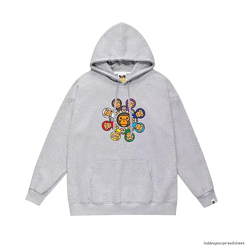 Bape Cartoon Print Grey Hoodie