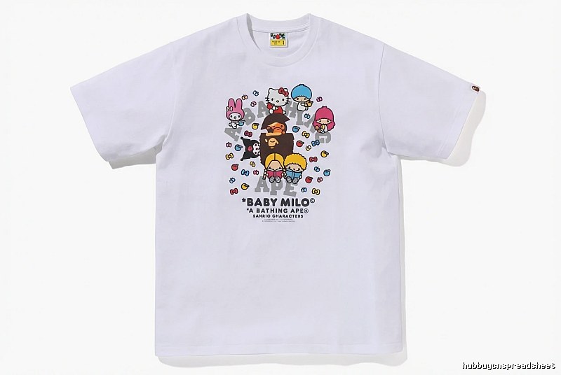 Bape cartoon - printed white T - shirt