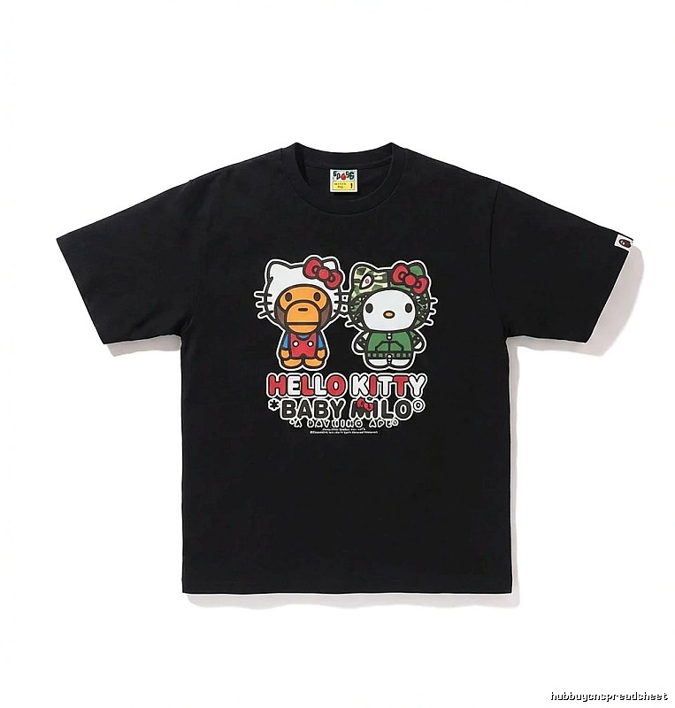 Bape Co-branded Cartoon Style Black T-shirt