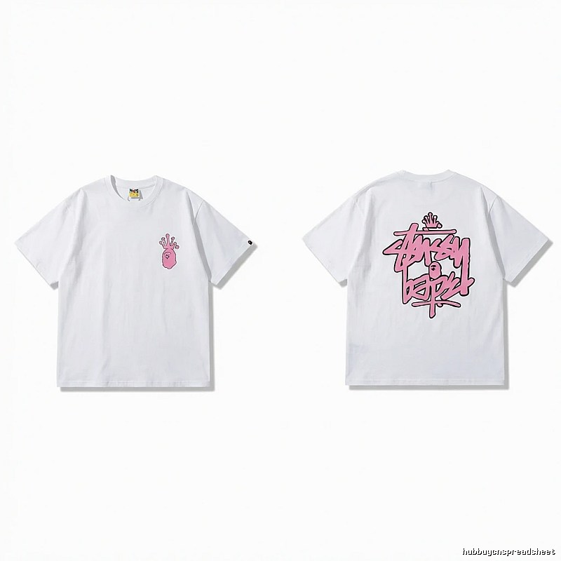 Bape Co-branded Pink Trendy T-shirt