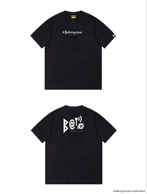 Bape letter - printed short - sleeved black T - shirt