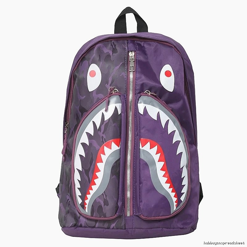 Bape Shark Camouflage Purple Backpack
