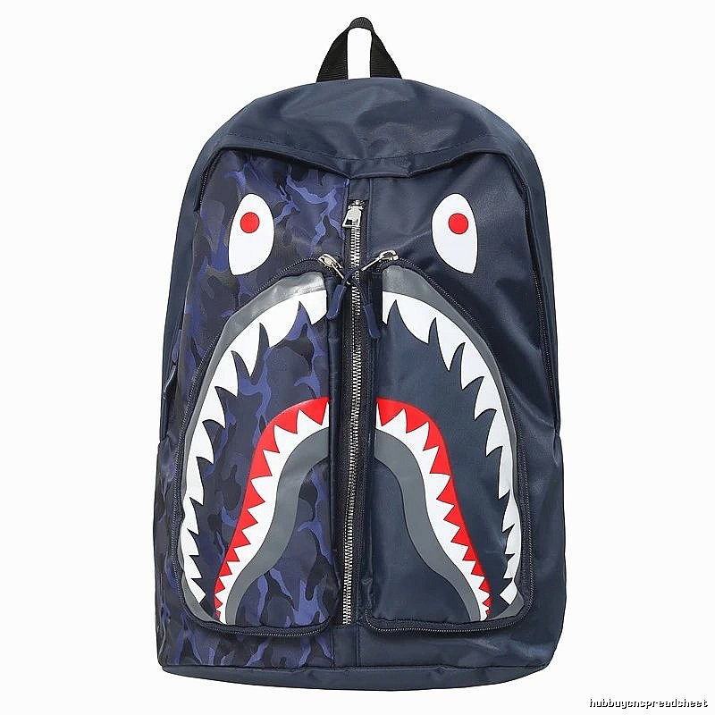Bape Shark Camouflage Style Dark Blue Backpack