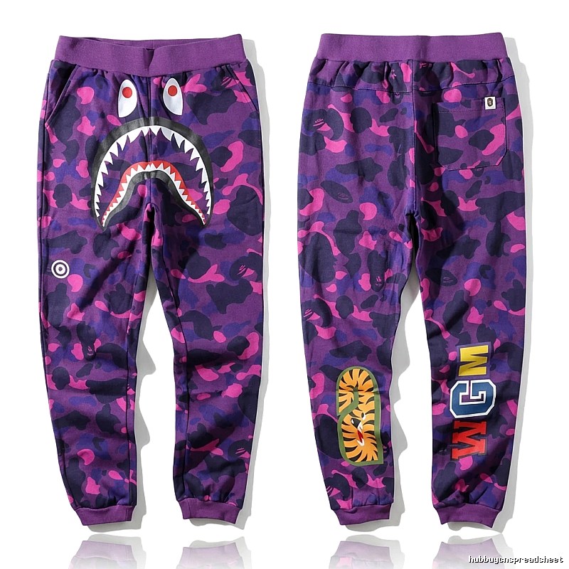 Bape Shark Camouflage Style Purple Pants