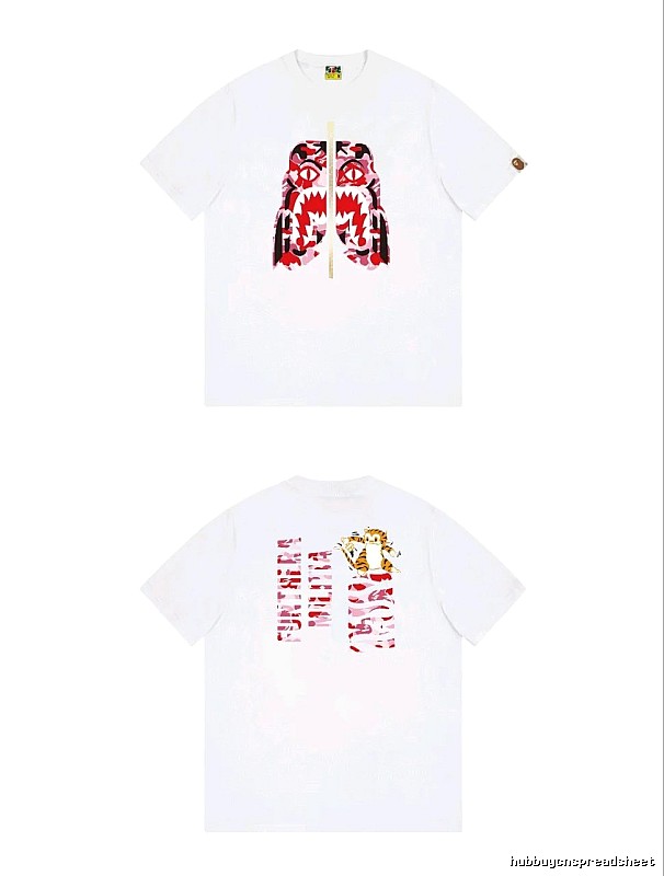 Bape Shark Camouflage Style White T-shirt