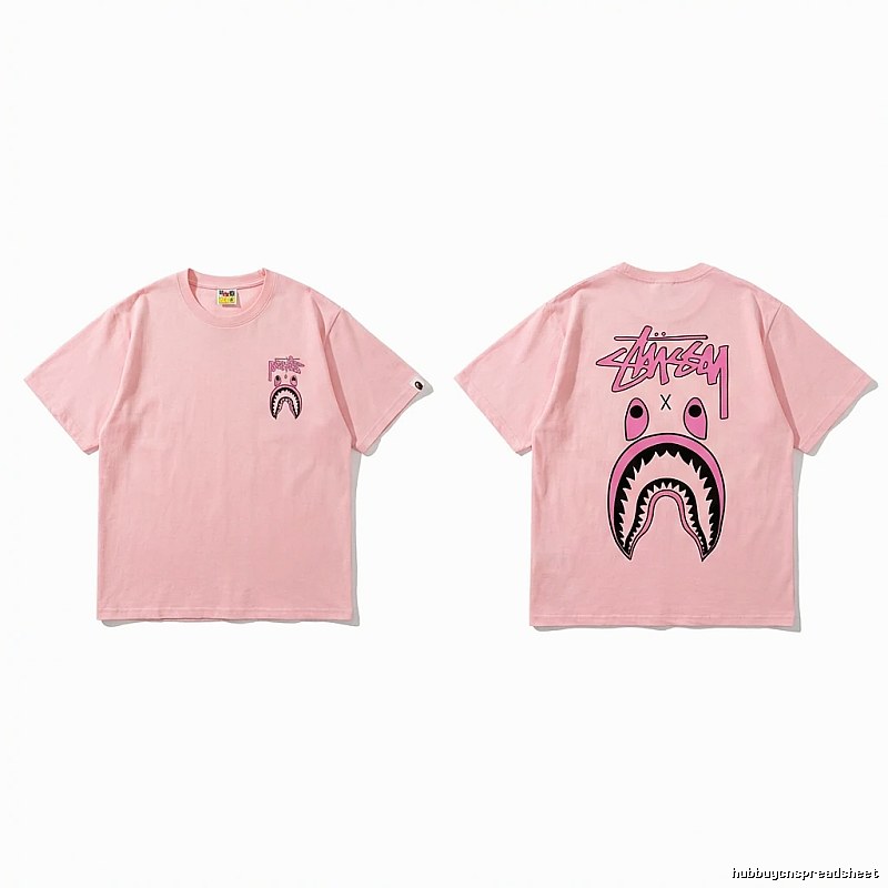 Bape Shark Pink Streetwear Short-sleeve Shirt
