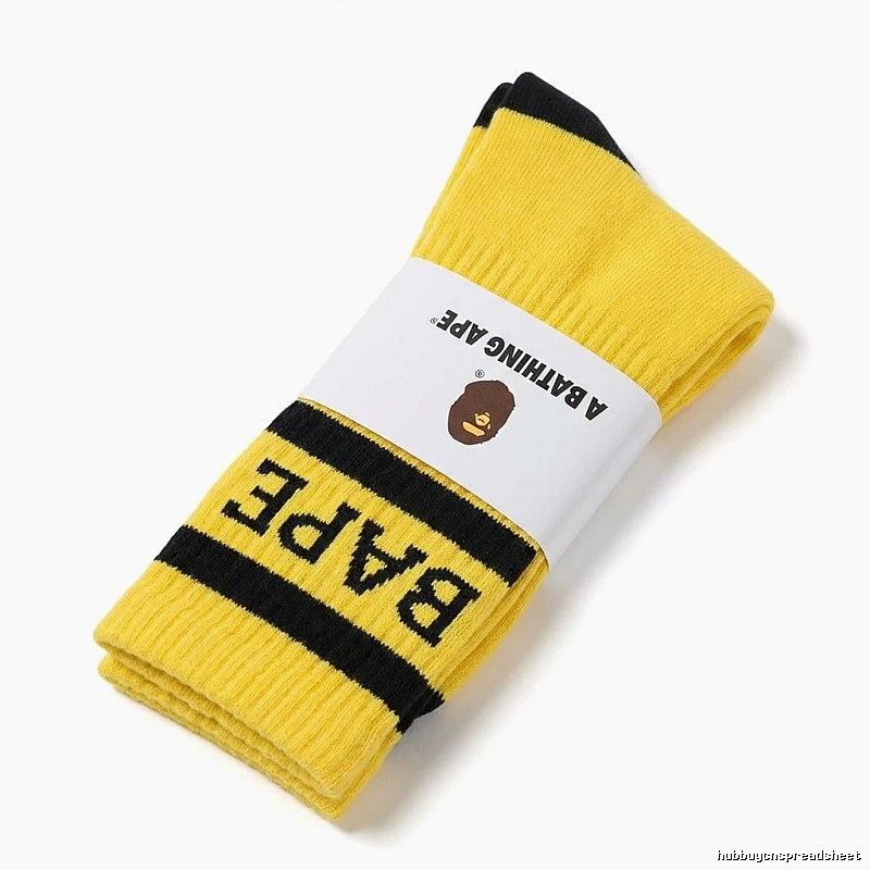 Bape trendy cool yellow and black striped socks