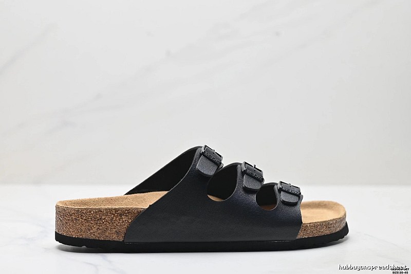BIRKENSTOCK Casual Three-Buckle Black Slides