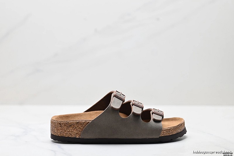 BIRKENSTOCK Three-Buckle Casual Grey Slides
