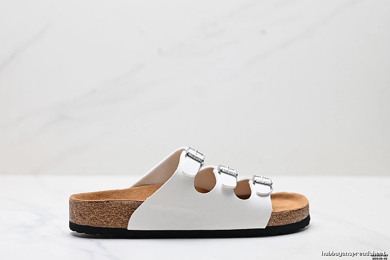 BIRKENSTOCK Three-Buckle Casual White Slide Sandals