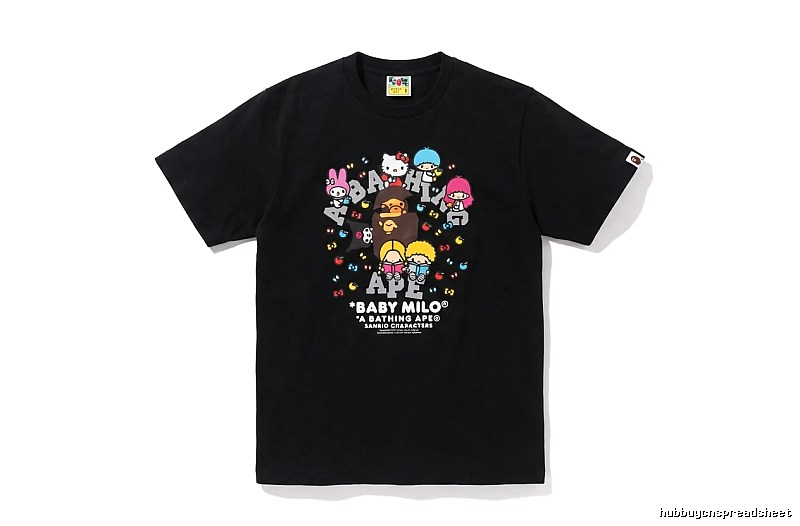 Black T-shirt with Bape cartoon prints