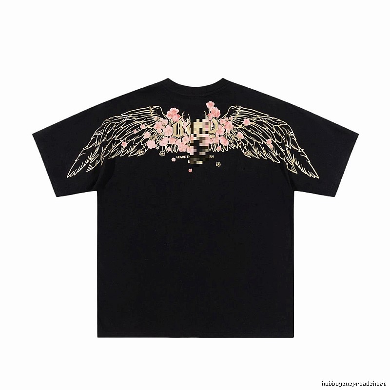 BOY Cherry Blossom Wings Streetwear Style Black T-Shirt