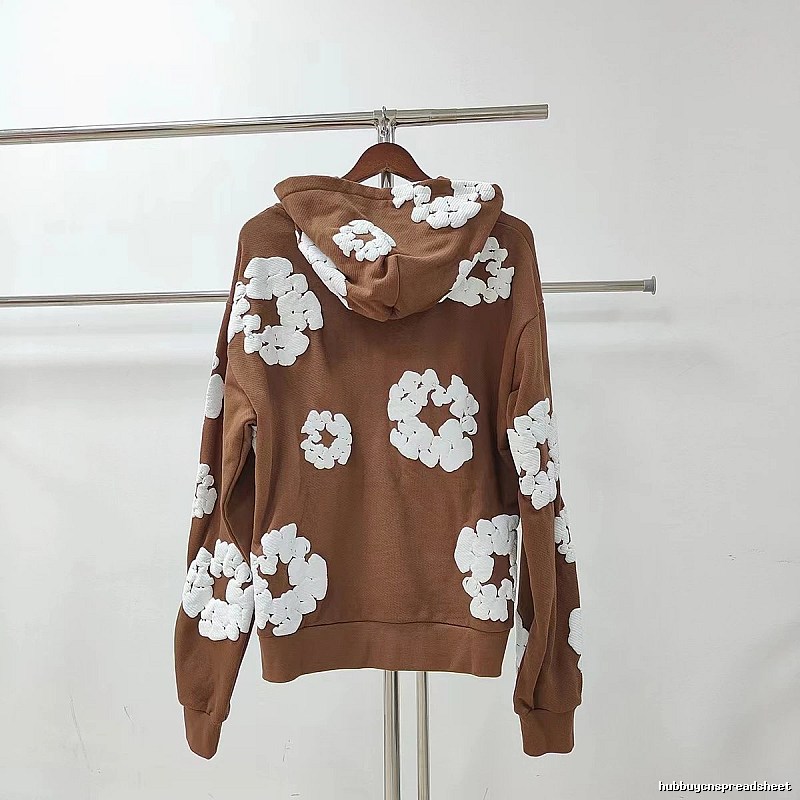 Brown White Floral Hoodie Weekend Style