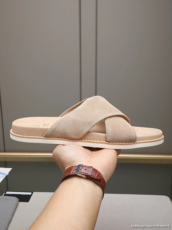 Brunello Cucinelli Casual Style Sand-colored Slide Sandals