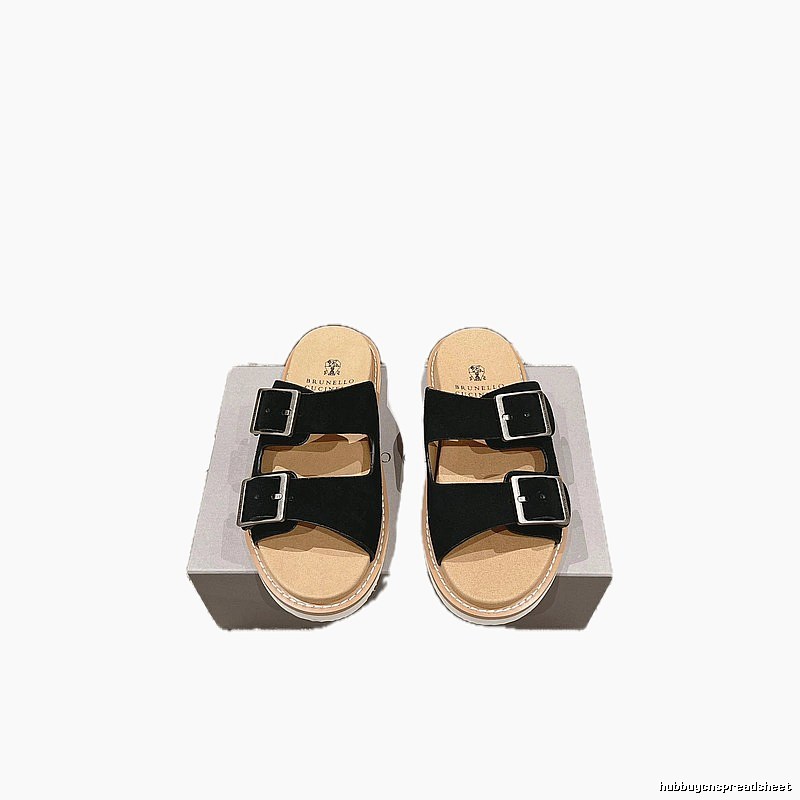 Brunello Cucinelli Light Luxury Casual Black Slides