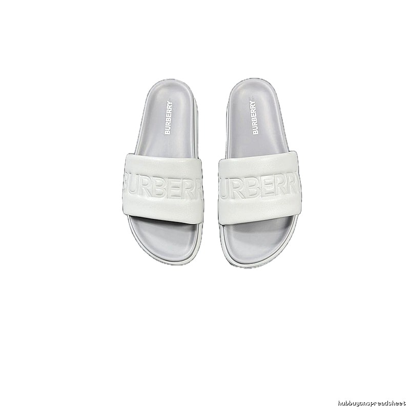Burberry Embossed Collection Minimalist Style Light Grey Slide Sandals