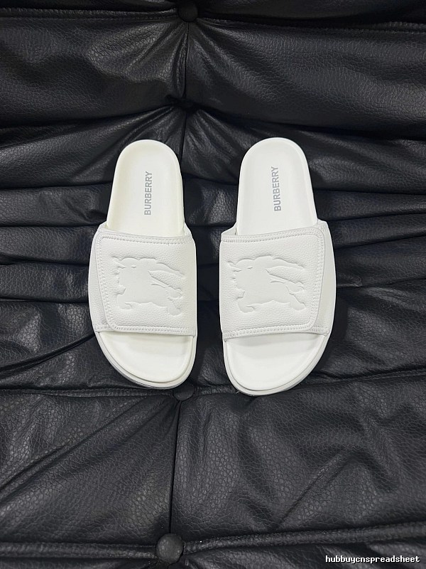 Burberry Knight Logo Minimalist Style White Slide Sandals