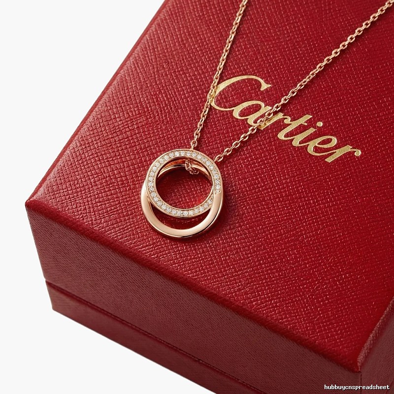 Cartier Double Ring Diamond-set Rose Gold Necklace