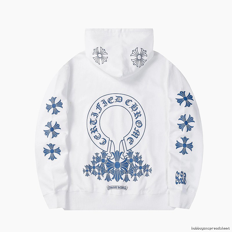 Chrome Hearts 2088-82 White Cross Graphic Hoodie Relaxed Styling