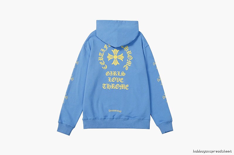 Chrome Hearts 2088-90 Sky Blue Cross Graphic Hoodie Summer Styling