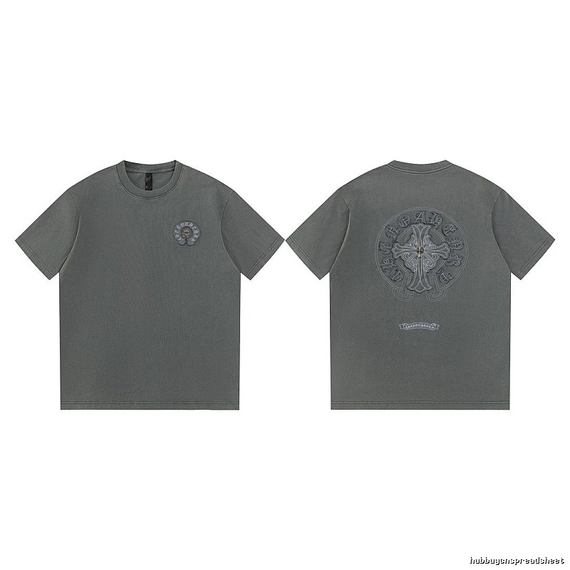 Chrome Hearts Cross Embroidered High Street Dark Grey Short-sleeve T-Shirt
