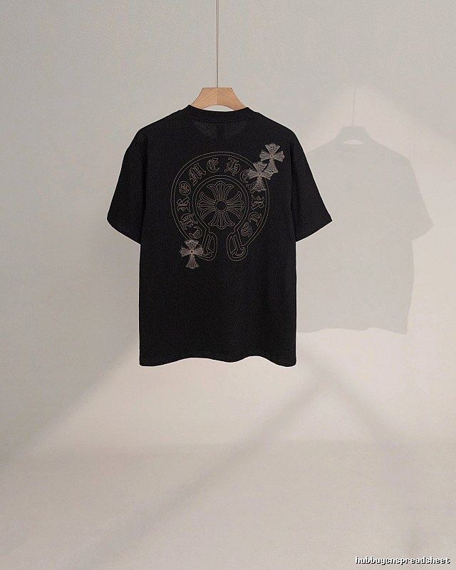 Chrome Hearts Cross Embroidered Street Style Black Short-Sleeve T-Shirt