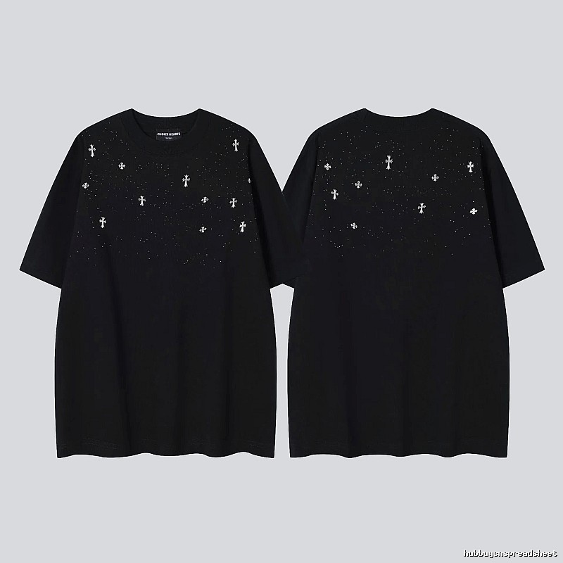 Chrome Hearts Cross Embroidered Street Style Black Short-sleeve T-shirt