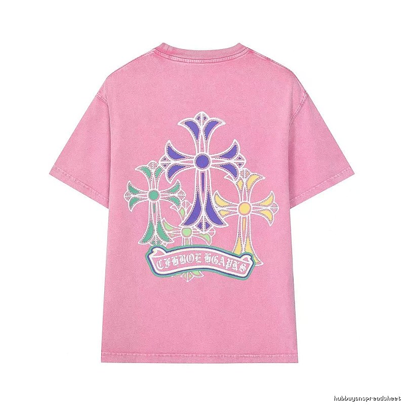 Chrome Hearts Cross Print Vintage-style Pink T-Shirt