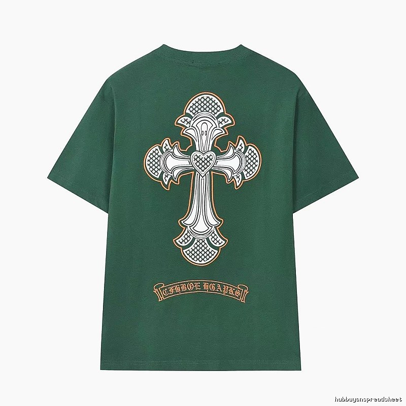 Chrome Hearts Cross Street Style Dark Green Short Sleeve T-Shirt