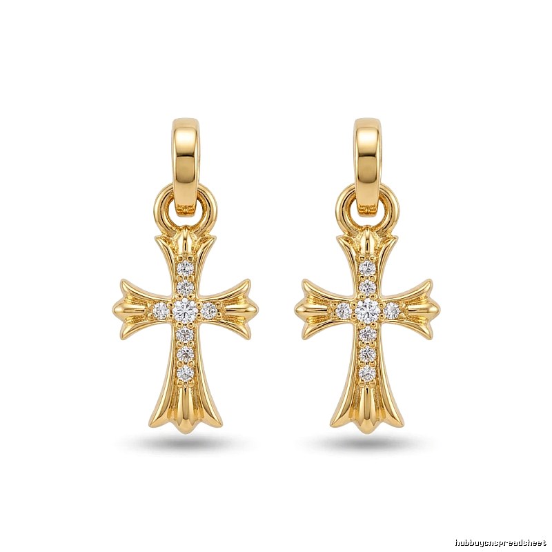 Chrome Hearts Cross Trendy and Cool Style Gold Earrings