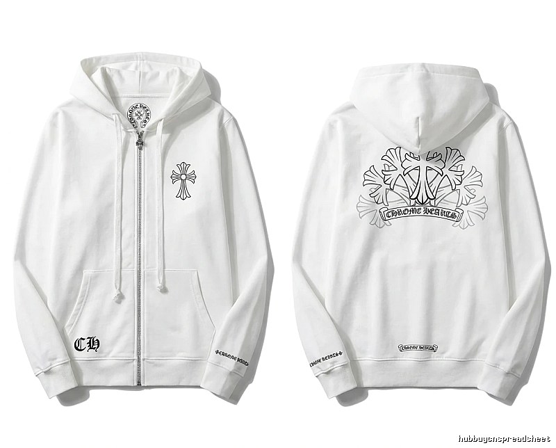 Chrome Hearts Cross Trendy and Cool Style White Sweatshirt