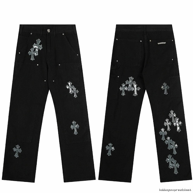 Chrome Hearts Cross Trendy Cool Black Pants