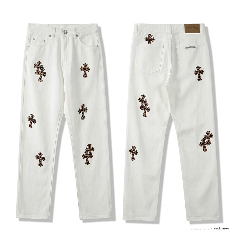 Chrome Hearts Cross Trendy Cool White Jeans