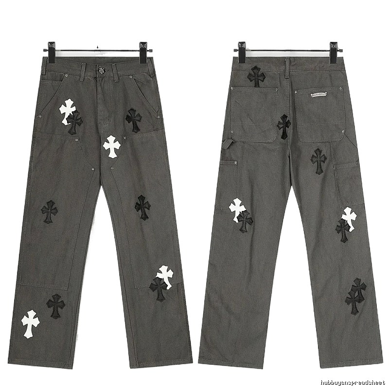 Chrome Hearts Cross Workwear Style Grey Pants