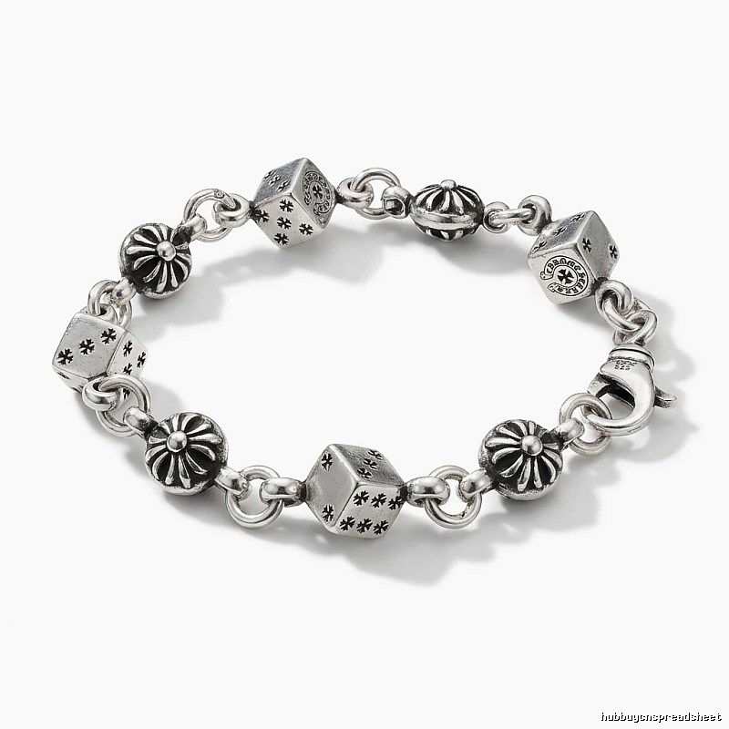 Chrome Hearts Dice Retro Style Silver Bracelet