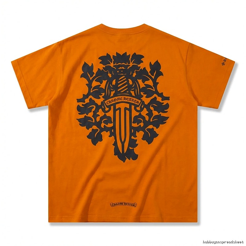 Chrome Hearts Gothic Style Orange T-shirt