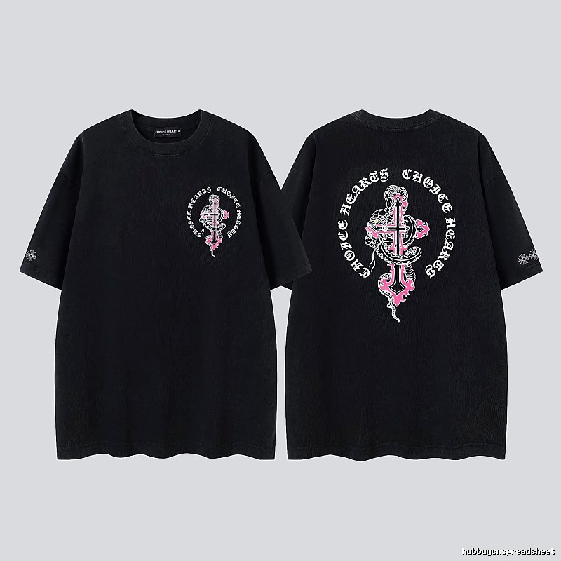 Chrome Hearts Gothic Style Snake & Cross Black Short-Sleeve T-Shirt