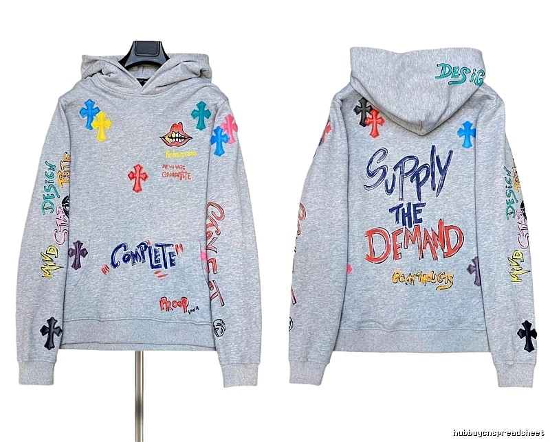 Chrome Hearts Graffiti Style Grey Hoodie