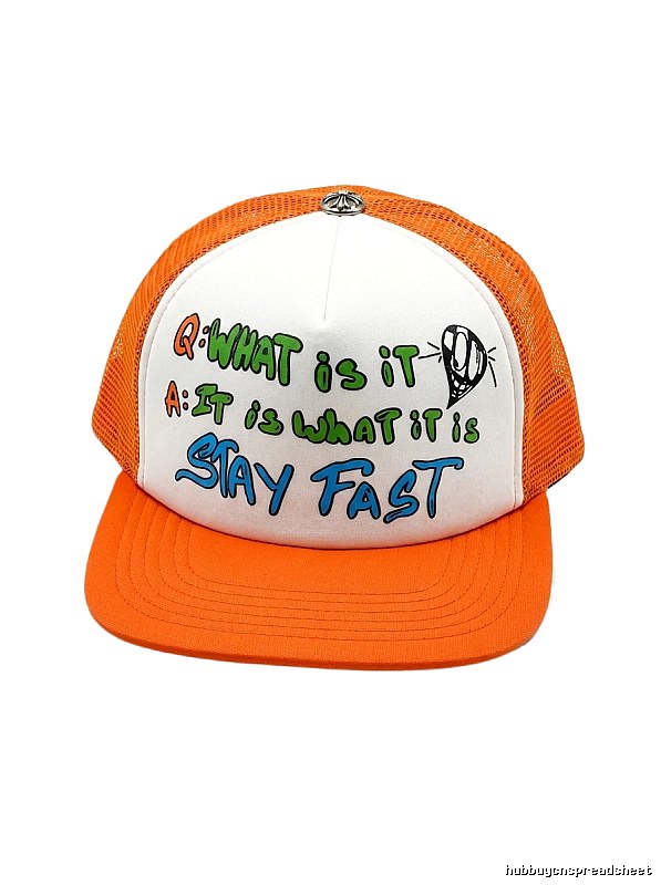 Chrome Hearts Graffiti-style Orange and White Hat