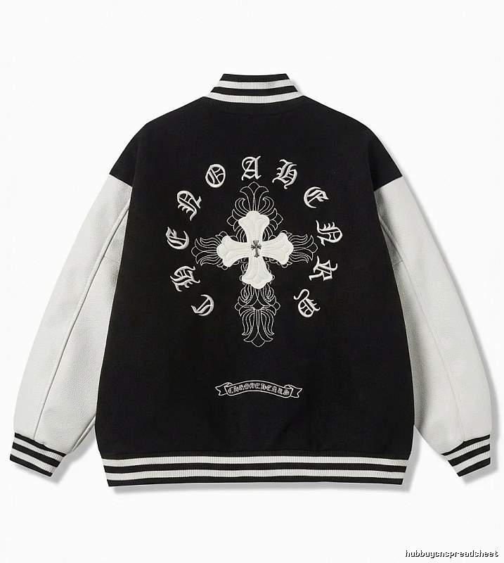 Chrome Hearts retro-style black and white baseball jacket