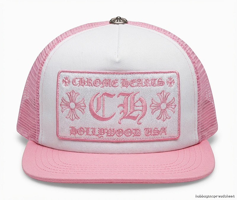 Chrome Hearts Retro Style Pink and White Hat