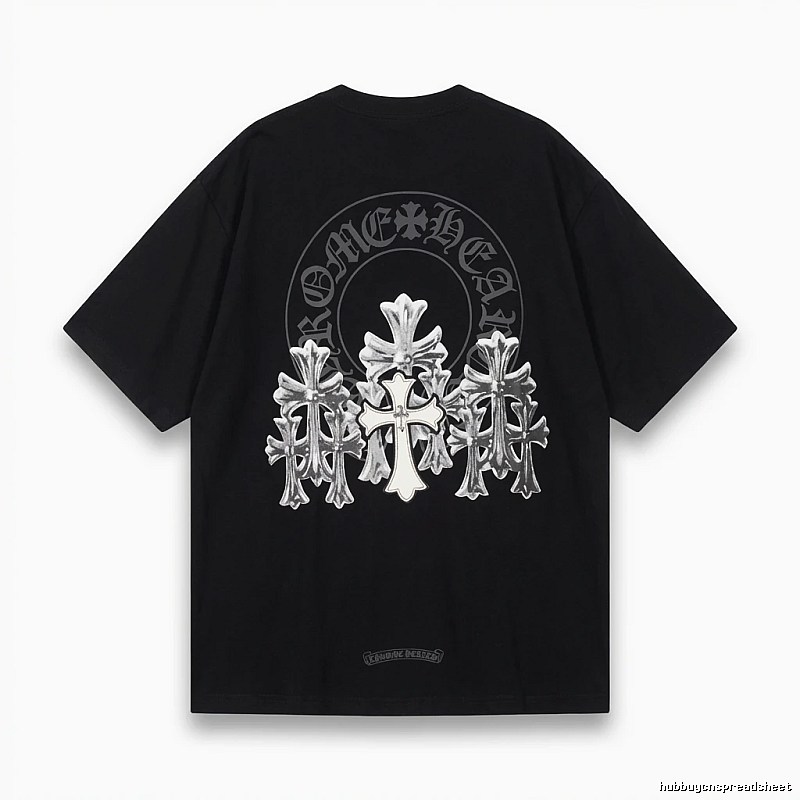 Chrome Hearts Silver Cross Black T - Shirt