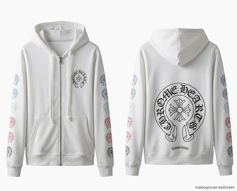 Chrome Hearts White Hoodie with Horseshoe Print Style